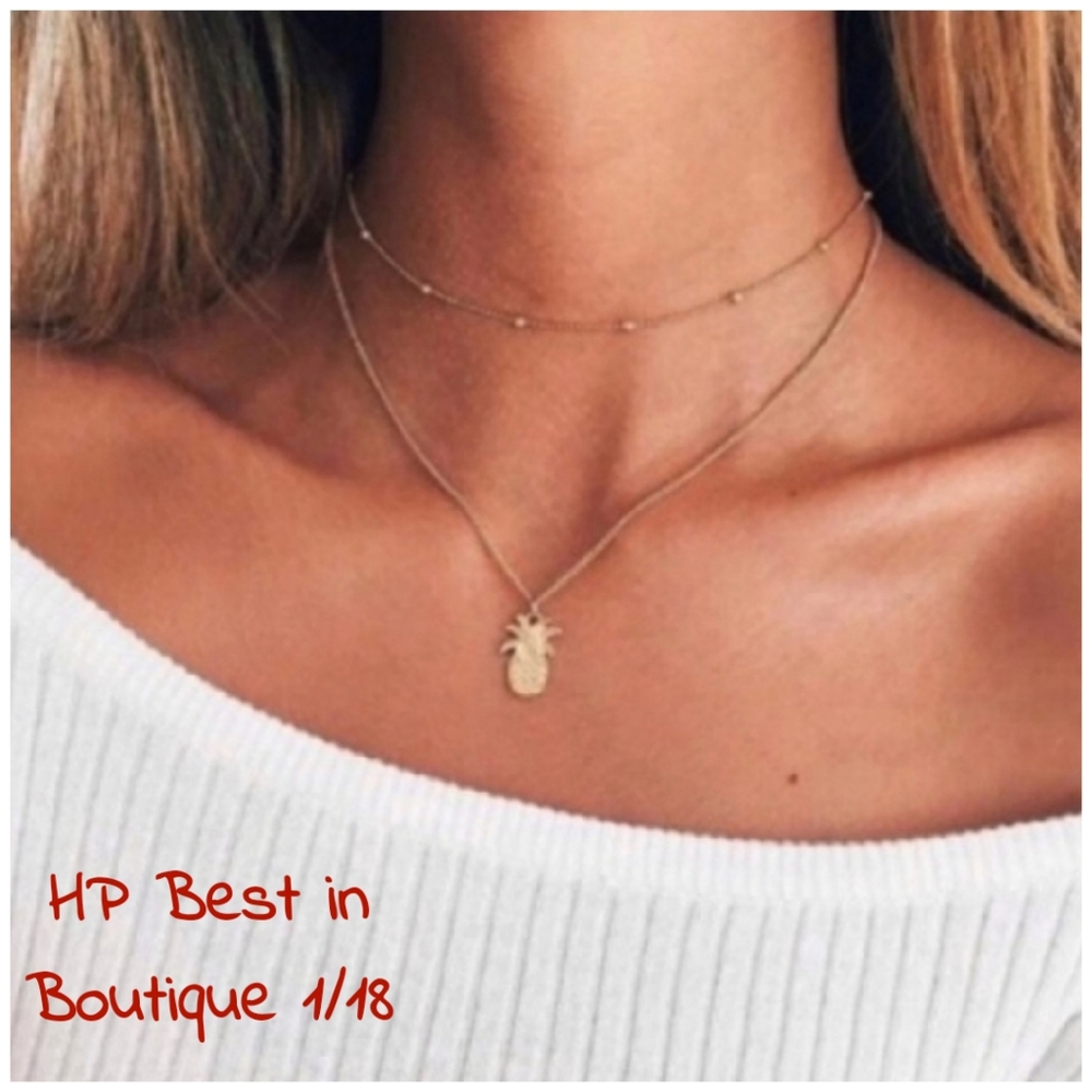 Gold Double Chain Pineapple Necklace. - Picture 1 of 5